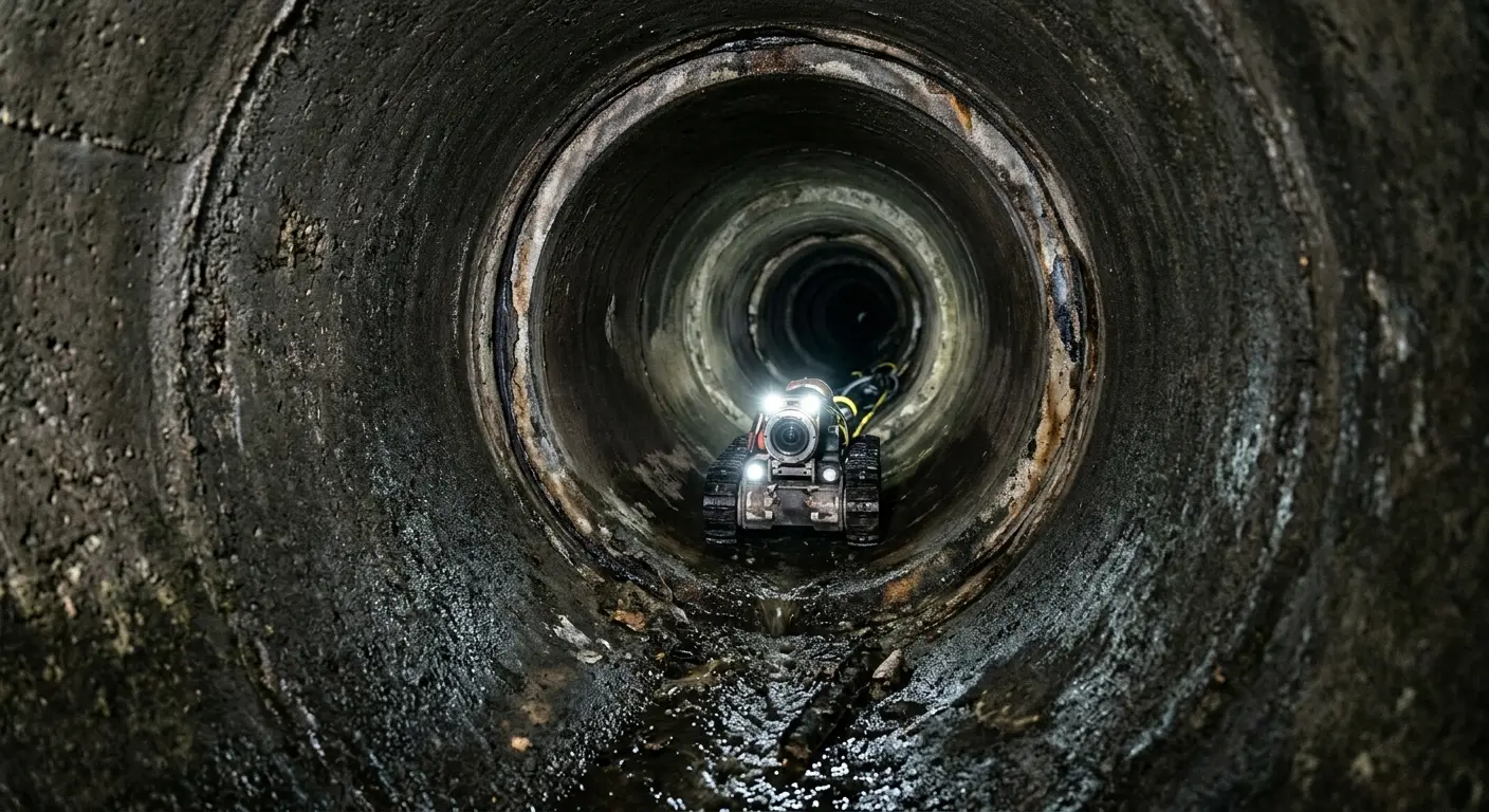 Robotic sewer camera inspecting pipe interior for Sewer Line Repair in Westland